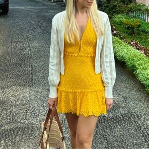 Saylor Yellow Ruffled Mini Dress Size Small